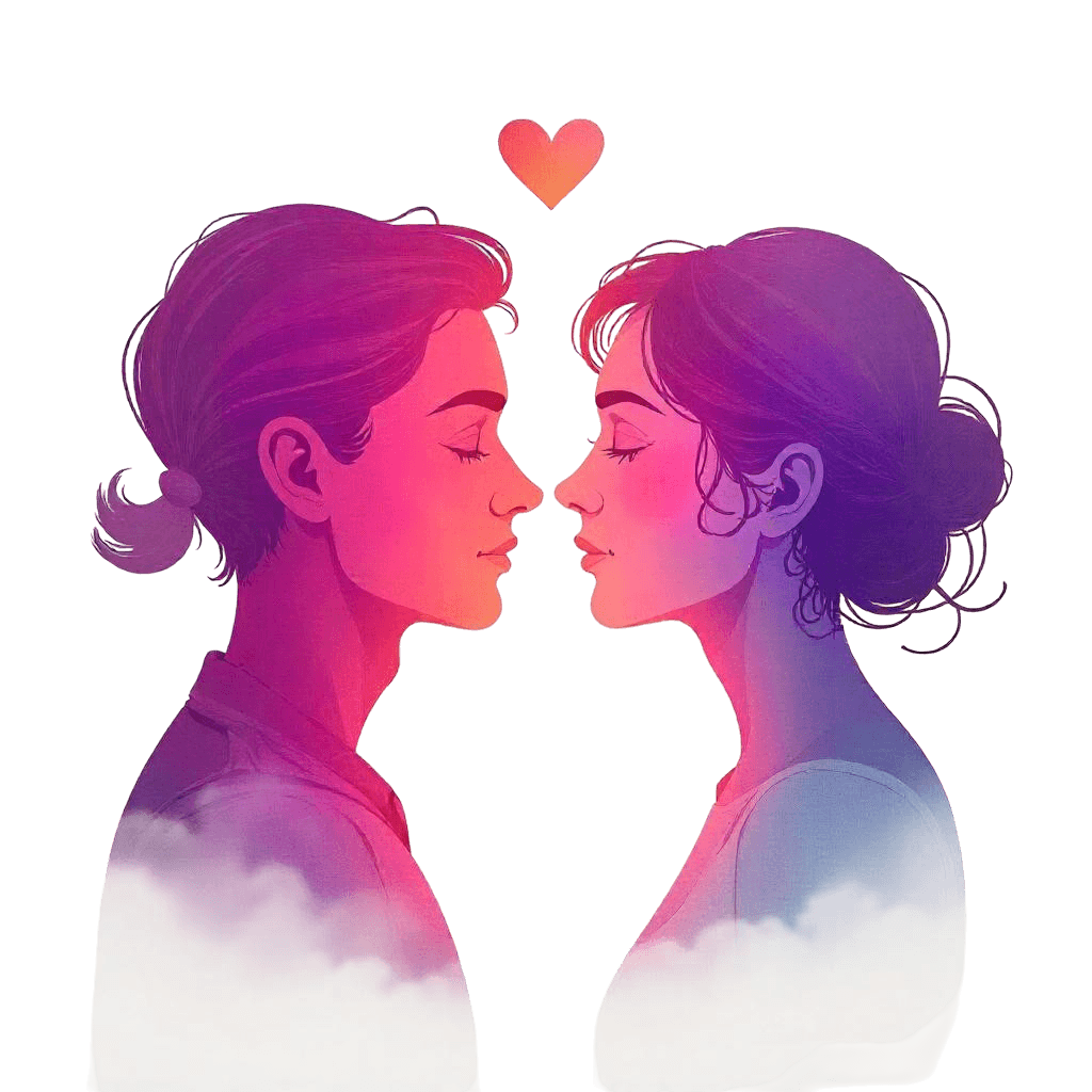 Abstract silhouettes representing connection